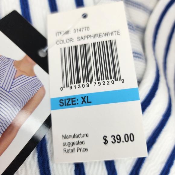 Jones New York Signature Sapphire and White Striped Tank Top NWT - Picture 10 of 11